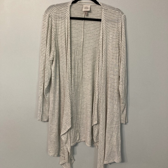 Knox Rose Waterfall Cardigan XXL Open Front Stripe Modest Flowy Breezy Stretch - Picture 1 of 7